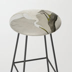 White Heron Sitting On A Tree Branch - Vintage Japanese Woodblock Print Art Stool Gallery Image 2