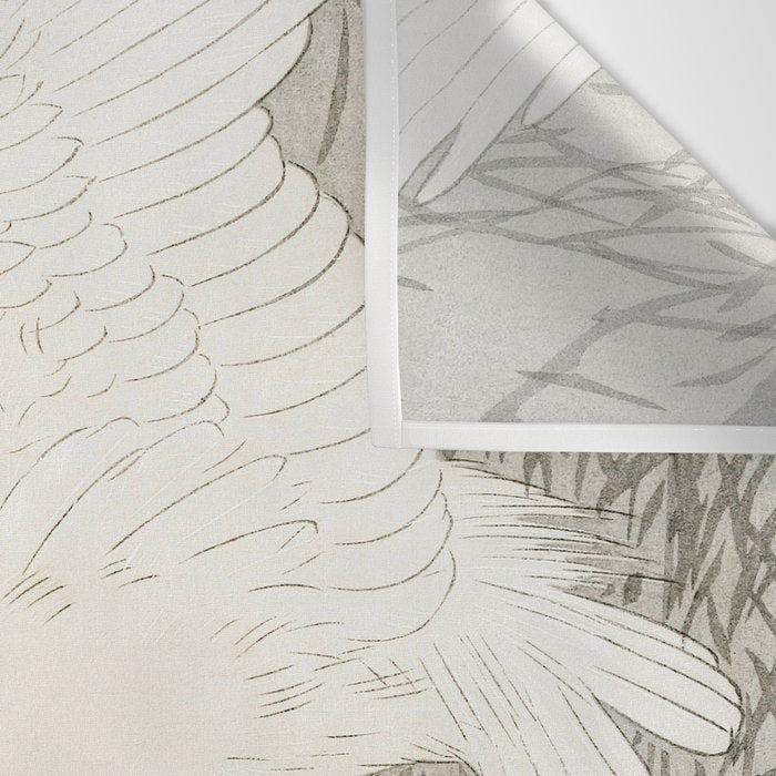 White Heron Sitting On A Tree Branch - Vintage Japanese Woodblock Print Art Wall Tapestry Gallery Image 3