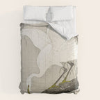 White Heron Sitting On A Tree Branch - Vintage Japanese Woodblock Print Art Comforter Gallery Image 6