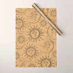 Tan Magic Celestial Sun Moon Stars Wrapping Paper Gallery Image 1
