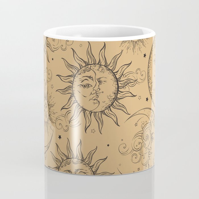 Tan Magic Celestial Sun Moon Stars Coffee Mug Gallery Image 4