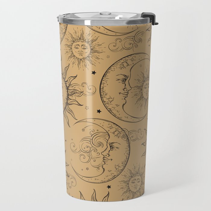 Tan Magic Celestial Sun Moon Stars Travel Mug Gallery Image 2