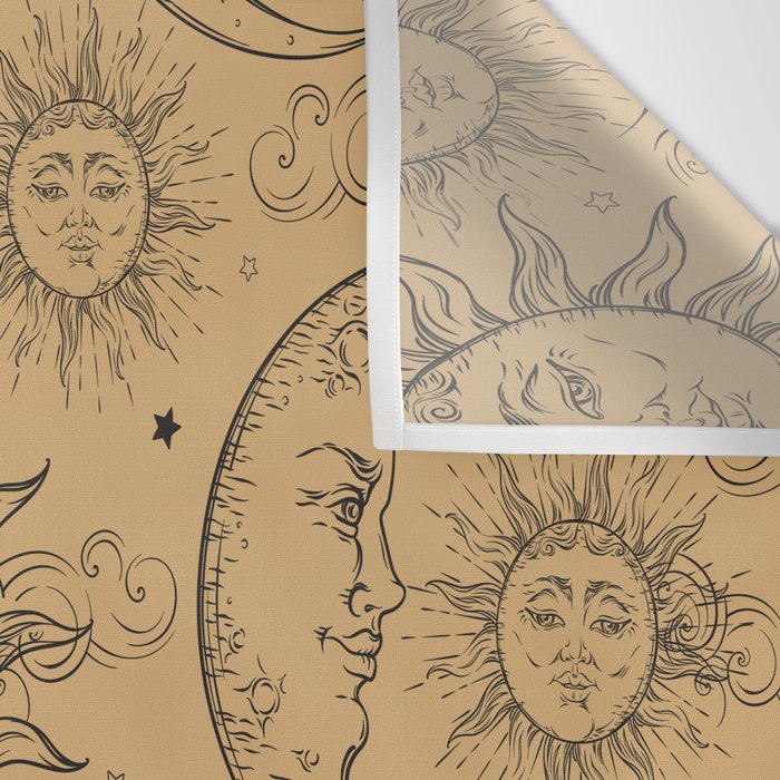 Tan Magic Celestial Sun Moon Stars Wall Tapestry Gallery Image 3
