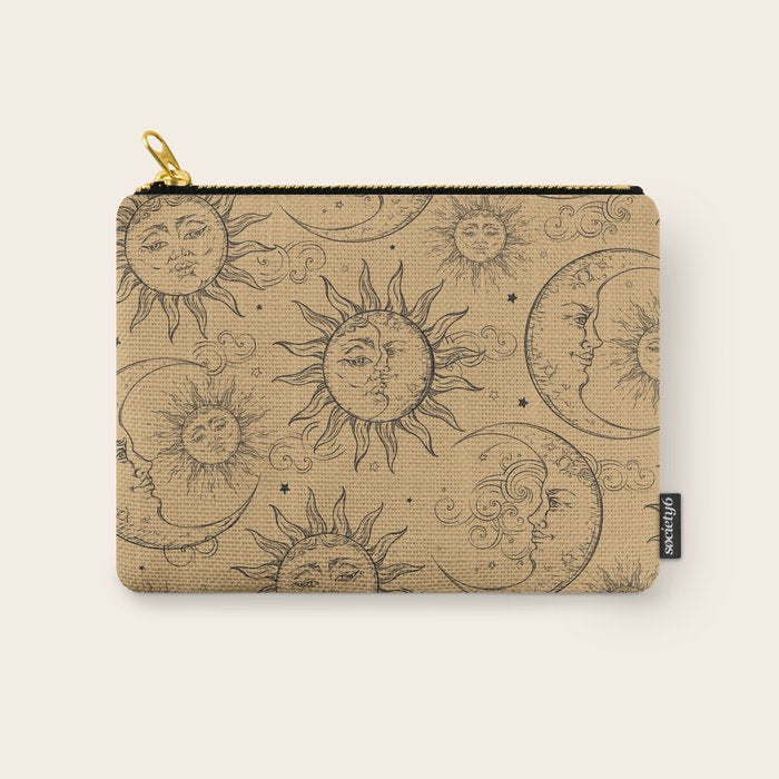 Tan Magic Celestial Sun Moon Stars Carry All Pouch Gallery Image 1