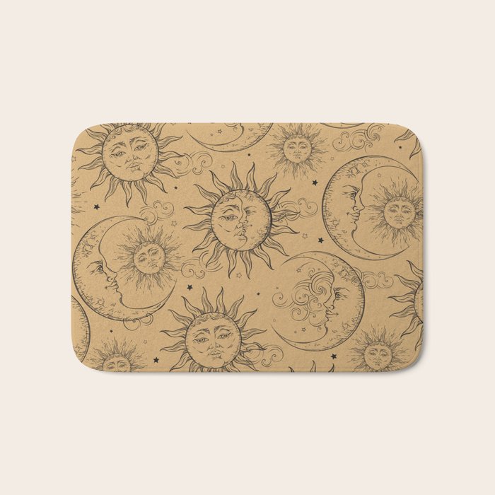 Tan Magic Celestial Sun Moon Stars Bath Mat Gallery Image 1