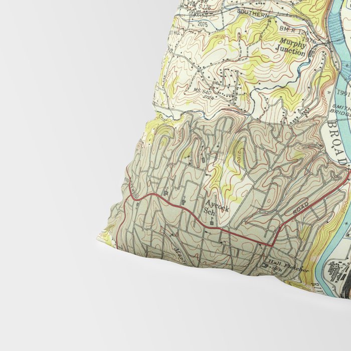 Vintage Map of Asheville North Carolina (1943) Pillow Sham Gallery Image 4