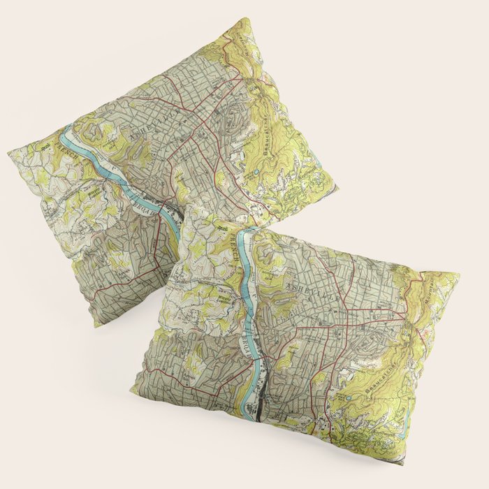 Vintage Map of Asheville North Carolina (1943) Pillow Sham Gallery Image 3