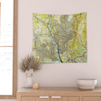 Vintage Map of Asheville North Carolina (1943) Wall Tapestry Gallery Image 2