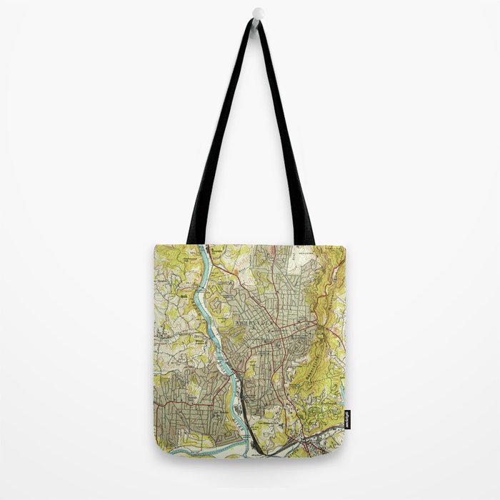 Vintage Map of Asheville North Carolina (1943) Tote Bag Gallery Image 2