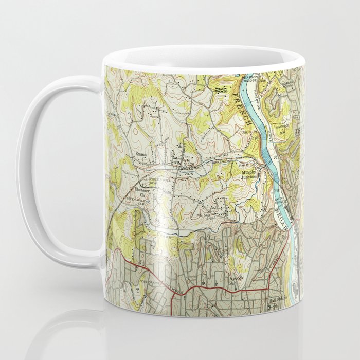 Vintage Map of Asheville North Carolina (1943) Coffee Mug Gallery Image 3