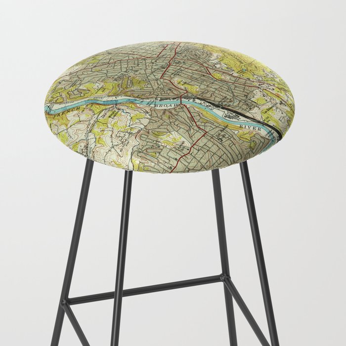 Vintage Map of Asheville North Carolina (1943) Stool Gallery Image 2