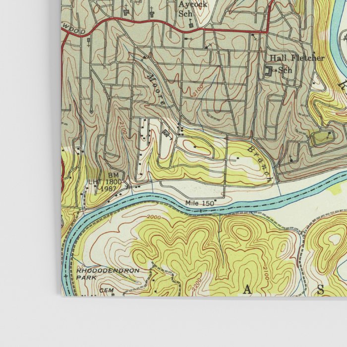 Vintage Map of Asheville North Carolina (1943) Poster Gallery Image 3