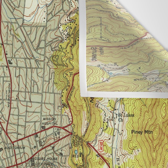 Vintage Map of Asheville North Carolina (1943) Wall Tapestry Gallery Image 3