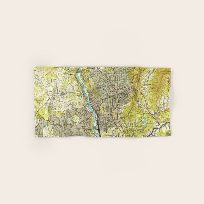 Vintage Map of Asheville North Carolina (1943) Bath Towel Gallery Image 1