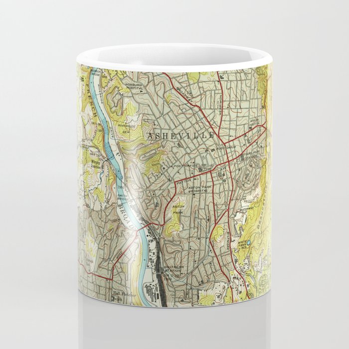 Vintage Map of Asheville North Carolina (1943) Coffee Mug Gallery Image 4