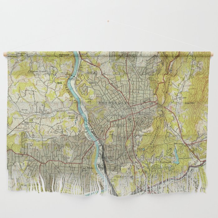Vintage Map of Asheville North Carolina (1943) Wall Hanging Gallery Image 1