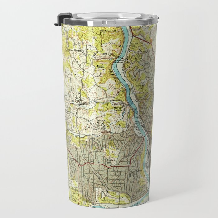 Vintage Map of Asheville North Carolina (1943) Travel Mug Gallery Image 3
