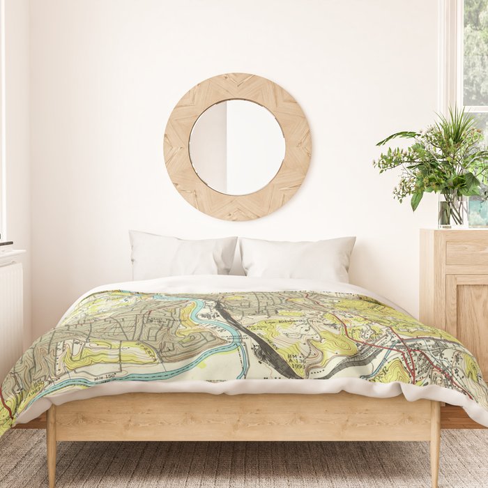 Vintage Map of Asheville North Carolina (1943) Duvet Cover Gallery Image 3