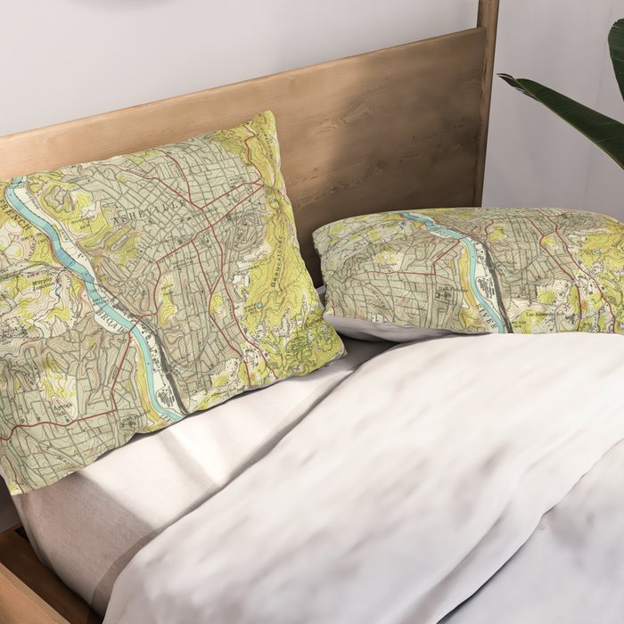Vintage Map of Asheville North Carolina (1943) Pillow Sham Gallery Image 2