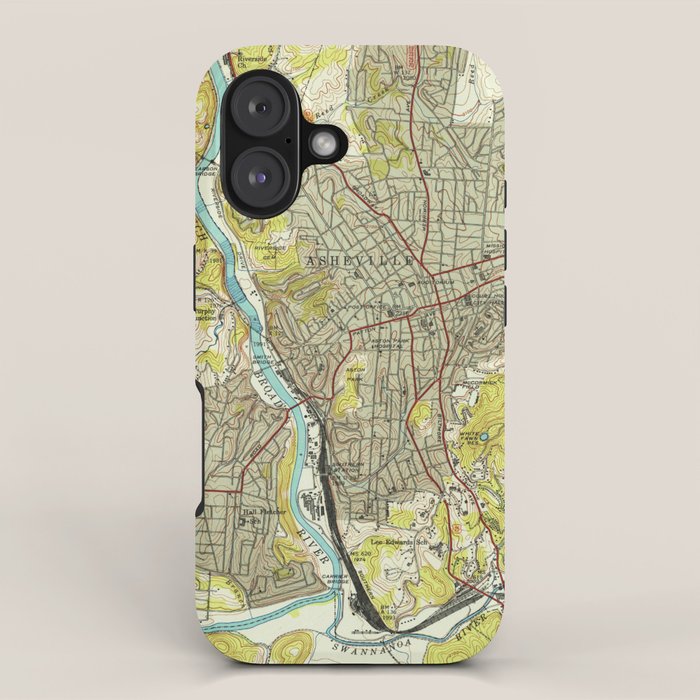 Vintage Map of Asheville North Carolina (1943) iPhone Case Gallery Image 1
