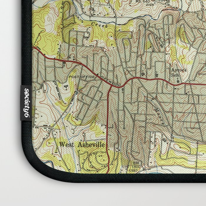 Vintage Map of Asheville North Carolina (1943) Laptop Sleeve Gallery Image 3