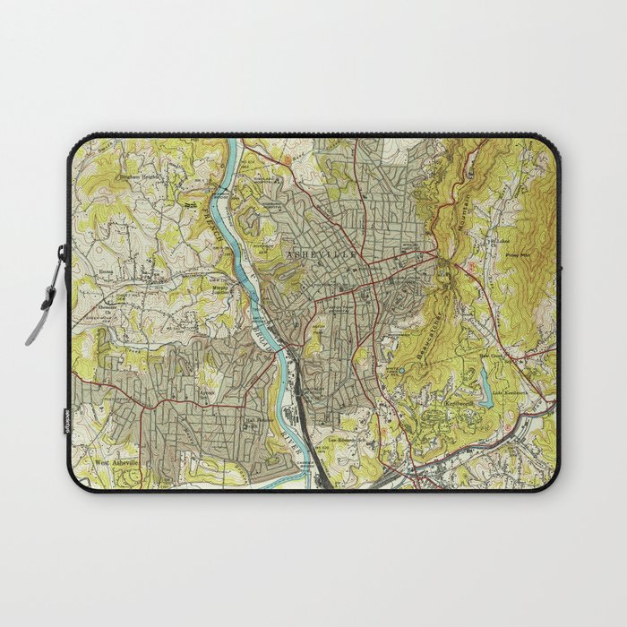 Vintage Map of Asheville North Carolina (1943) Laptop Sleeve Gallery Image 1