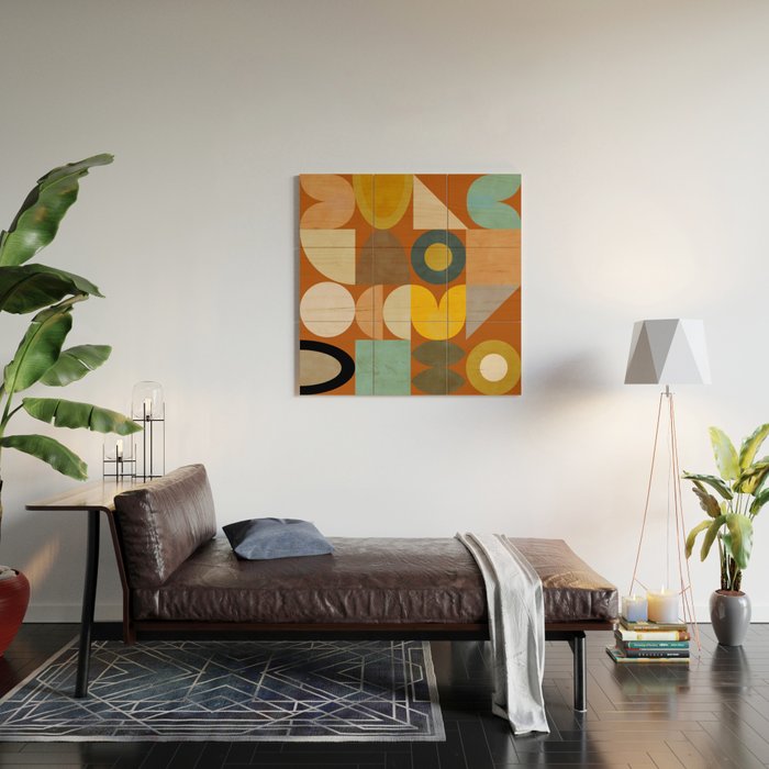 mid century modern spring abstract collection 3 Wood Wall Art Gallery Image 2