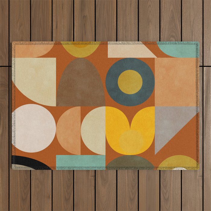 mid century modern spring abstract collection 3 Outdoor Rug Gallery Image 1