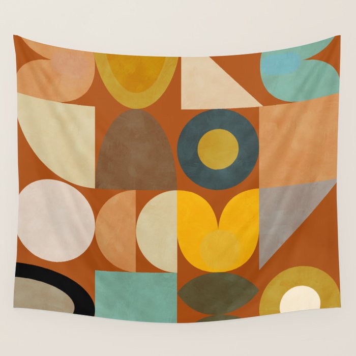 mid century modern spring abstract collection 3 Wall Tapestry Gallery Image 1