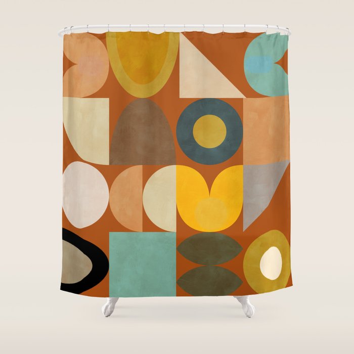 mid century modern spring abstract collection 3 Shower Curtain Gallery Image 1