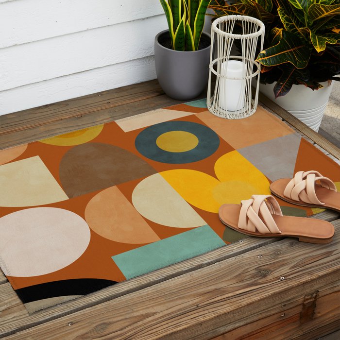 mid century modern spring abstract collection 3 Outdoor Rug Gallery Image 2