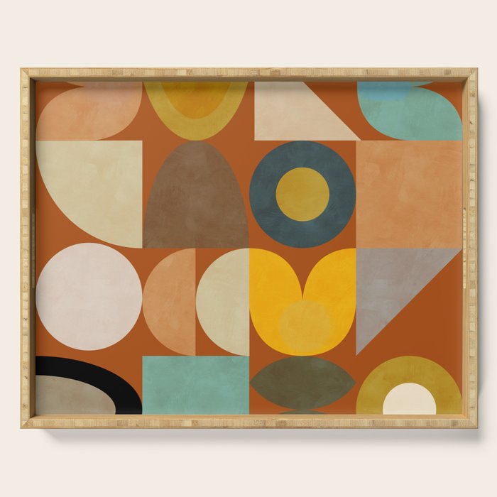 mid century modern spring abstract collection 3 Serving Tray Gallery Image 1