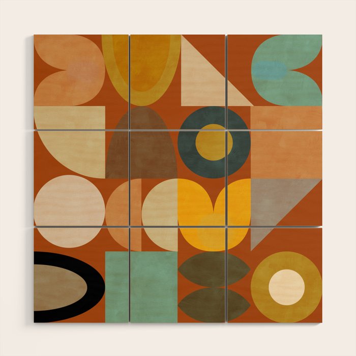mid century modern spring abstract collection 3 Wood Wall Art Gallery Image 1
