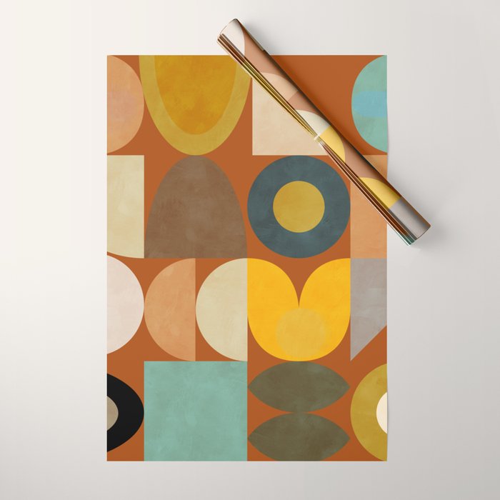 mid century modern spring abstract collection 3 Wrapping Paper Gallery Image 1