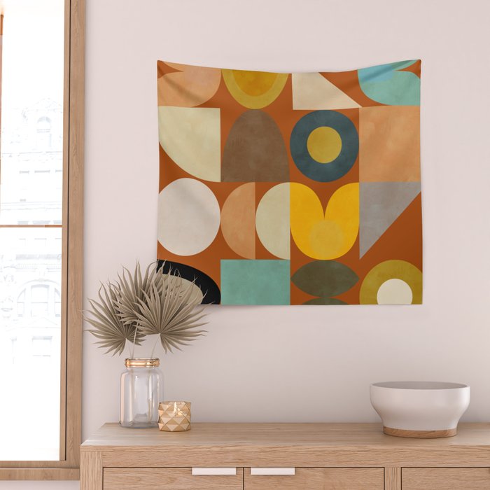 mid century modern spring abstract collection 3 Wall Tapestry Gallery Image 2