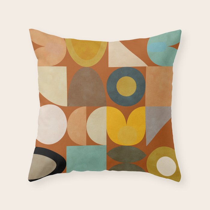 mid century modern spring abstract collection 3 Throw Pillow Gallery Image 1