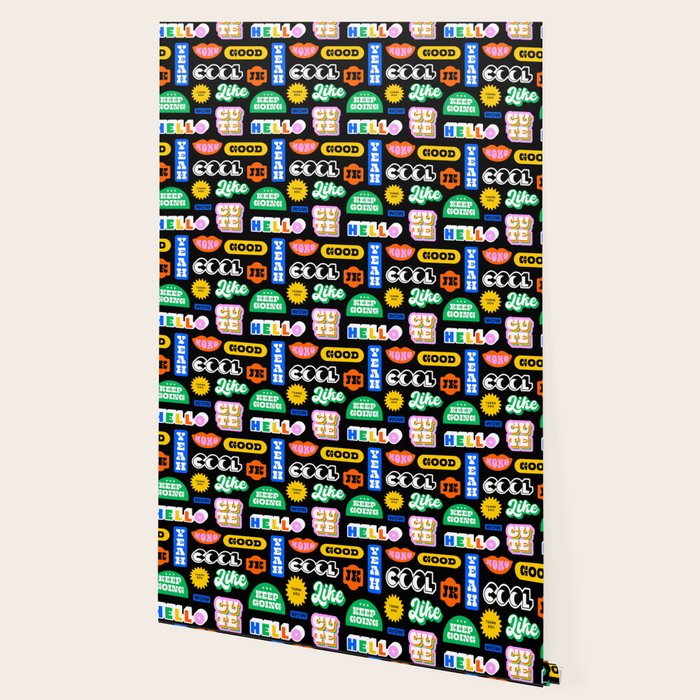 Fun retro quote sticker pattern Wallpaper Gallery Image 2