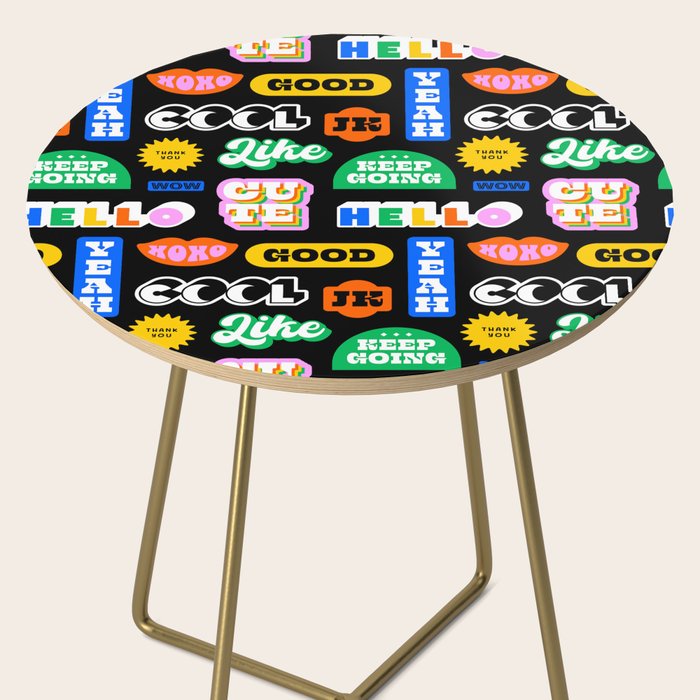 Fun retro quote sticker pattern Side Table Gallery Image 2