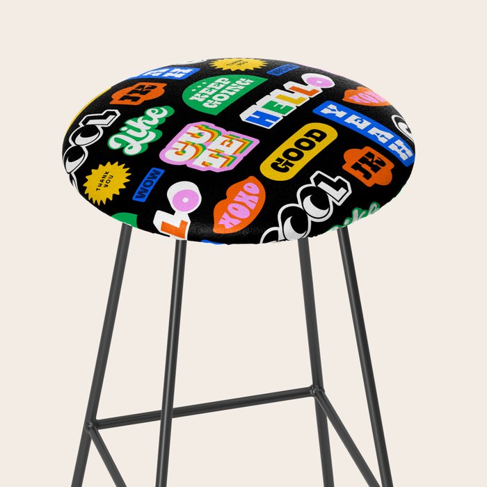 Fun retro quote sticker pattern Stool Gallery Image 2