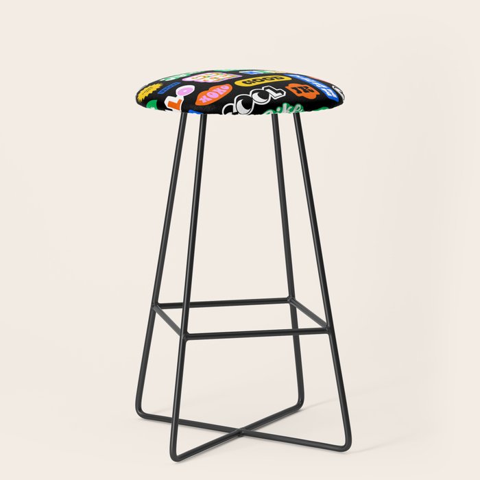 Fun retro quote sticker pattern Stool Gallery Image 1