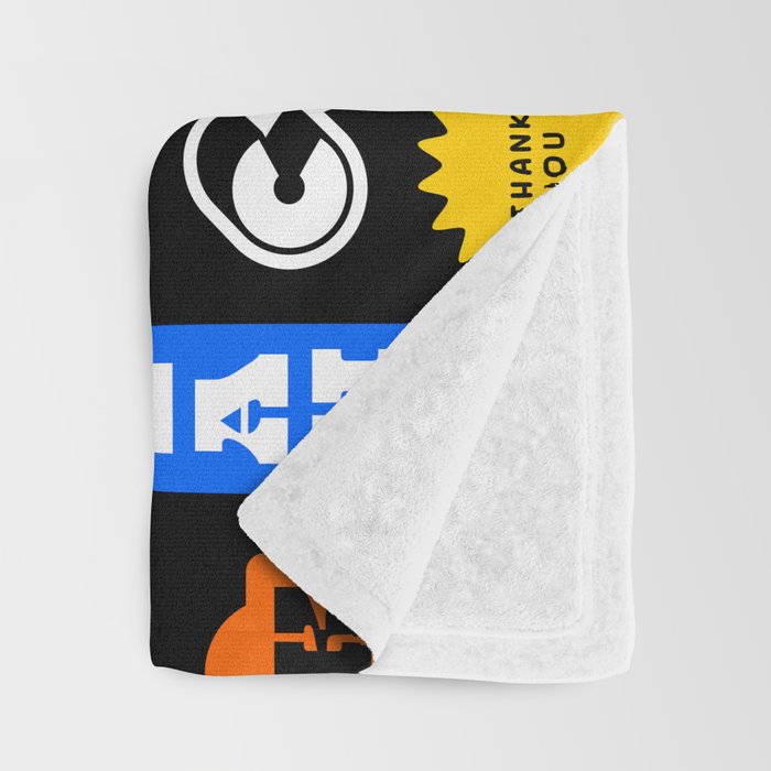 Fun retro quote sticker pattern Throw Blanket Gallery Image 3