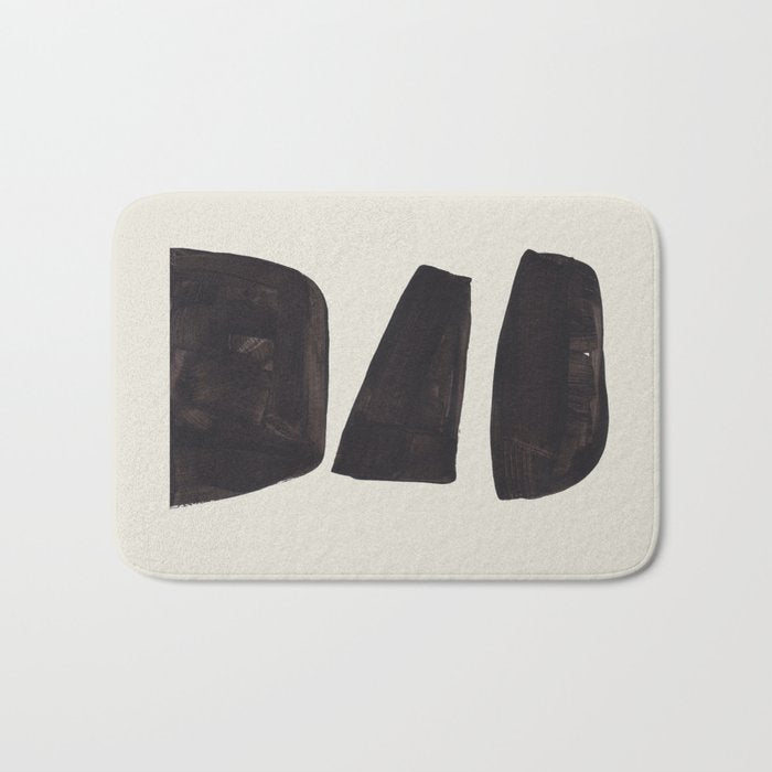 Black & White Minimalist Abstract Shapes Patterns Black Ink Painting Bath Mat Gallery Image 1