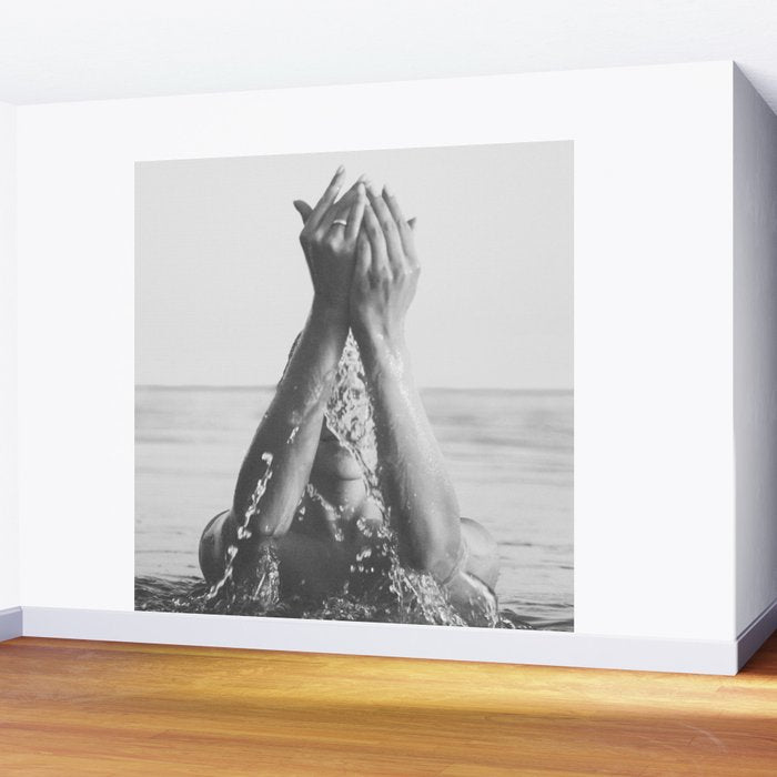 Wild and free, just like the sea - Female portrait black and white photography - photograph Wall Mural Gallery Image 2