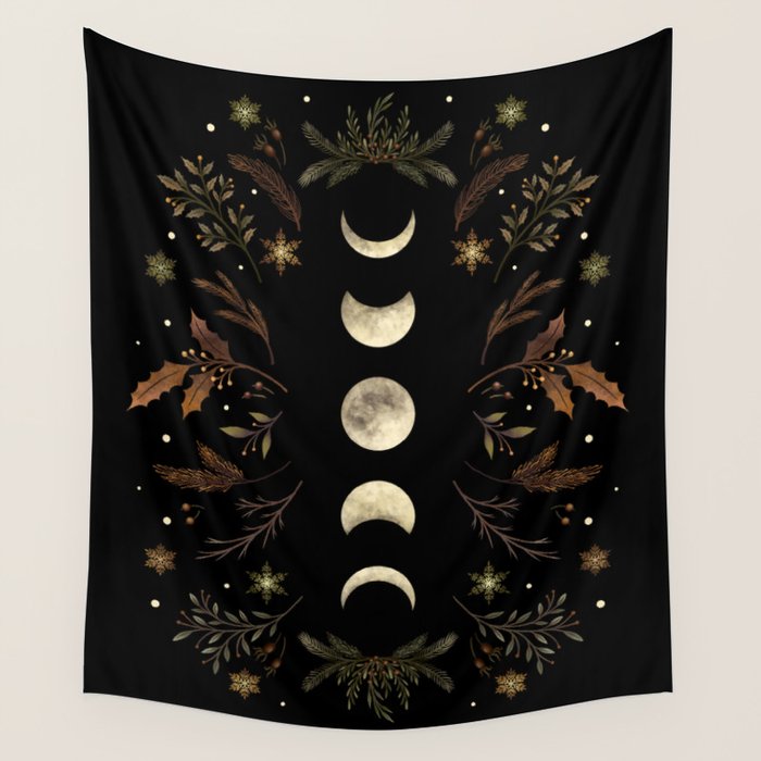 Moonlight Garden - Winter Brown Wall Tapestry Gallery Image 4
