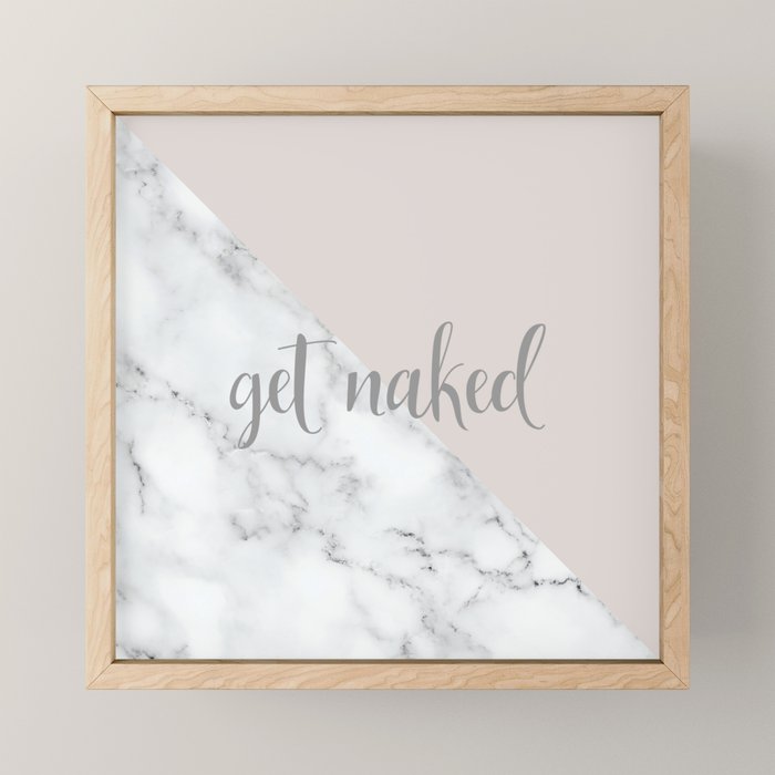 Get Naked, Funny Bathroom Art,  Marble, Blush Pink, Grey Mini Art Print Gallery Image 1