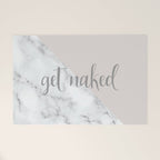 Get Naked, Funny Bathroom Art,  Marble, Blush Pink, Grey Welcome Mat Gallery Image 1