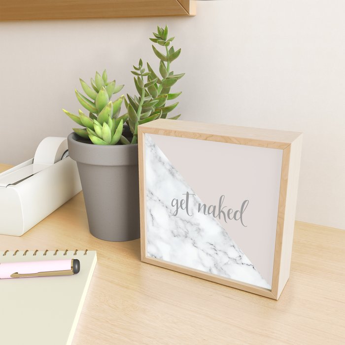 Get Naked, Funny Bathroom Art,  Marble, Blush Pink, Grey Mini Art Print Gallery Image 2