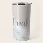 Get Naked, Funny Bathroom Art,  Marble, Blush Pink, Grey Travel Mug Gallery Image 1