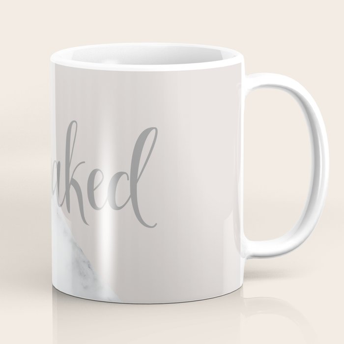 Get Naked, Funny Bathroom Art,  Marble, Blush Pink, Grey Coffee Mug Gallery Image 1