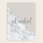 Get Naked, Funny Bathroom Art,  Marble, Blush Pink, Grey Poster Gallery Image 4